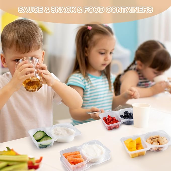 Reusable Snack Containers with Lids: Snack Containers 20Pcs - Snackle Box Container Portion Control - Snack Pack Containers - Double Compartment Snack Containers for On the Go - Travel Essentials