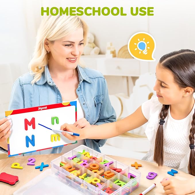 Gamenote Classroom Magnetic Alphabet Letters Kit 178Pcs with Double Side Magnet Board - Foam Alphabet Letters for Preschool Kids Toddler Spelling and Learning Colorful ABC Education Fridge Magnets
