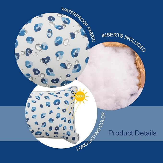 Pack of 2 Patio Lumbar Pillows, 12"x20" Fade Resistant Outdoor Waterproof Lumbar Pillow with Inners, Decorative Garden Lumbar Cushions for Home Patio Terrace Sofa Use