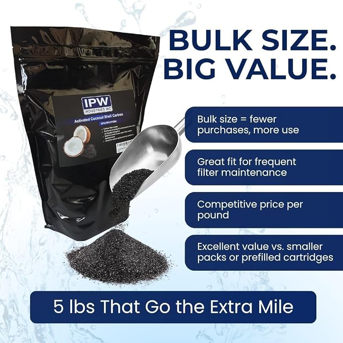5 Lbs Bulk Water Filter/Air Filter Refill Coconut Shell Granular Activated