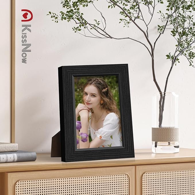 4x6 Picture Frame 4 Pack, Black Solid Wood Gallery Photo Frame, Wall Hanging or Tabletop Display