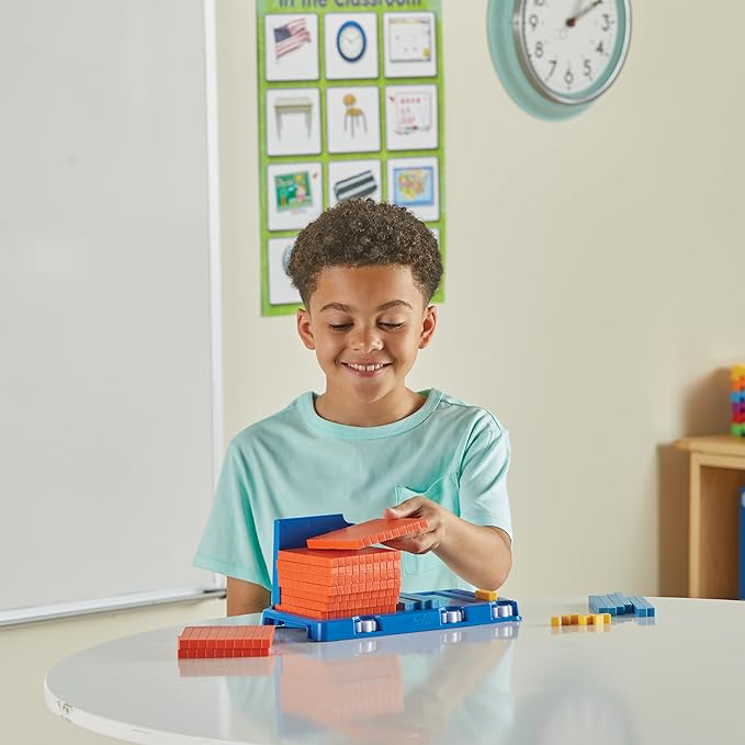 hand2mind Place Value Frame with Base Ten Blocks, Math Manipulatives Kindergarten, Montessori Math Materials, Counting Cubes, Classroom Supplies for Teacher Elementary