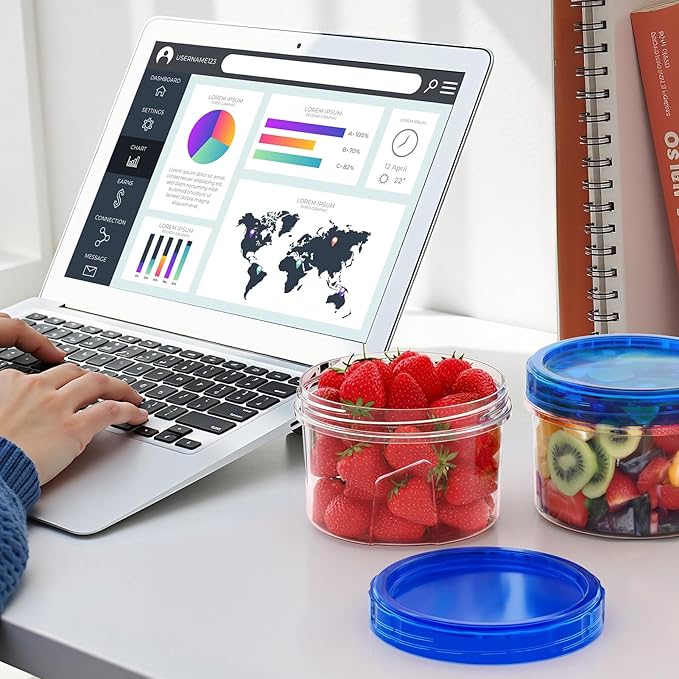 12 Pack-16 OZ Freezer Storage Containers, Small Plastic Containers with Twist Top Lids, BPA Free Food Storage Containers, Reusable Soup Container Microwave/Dishwasher Safe