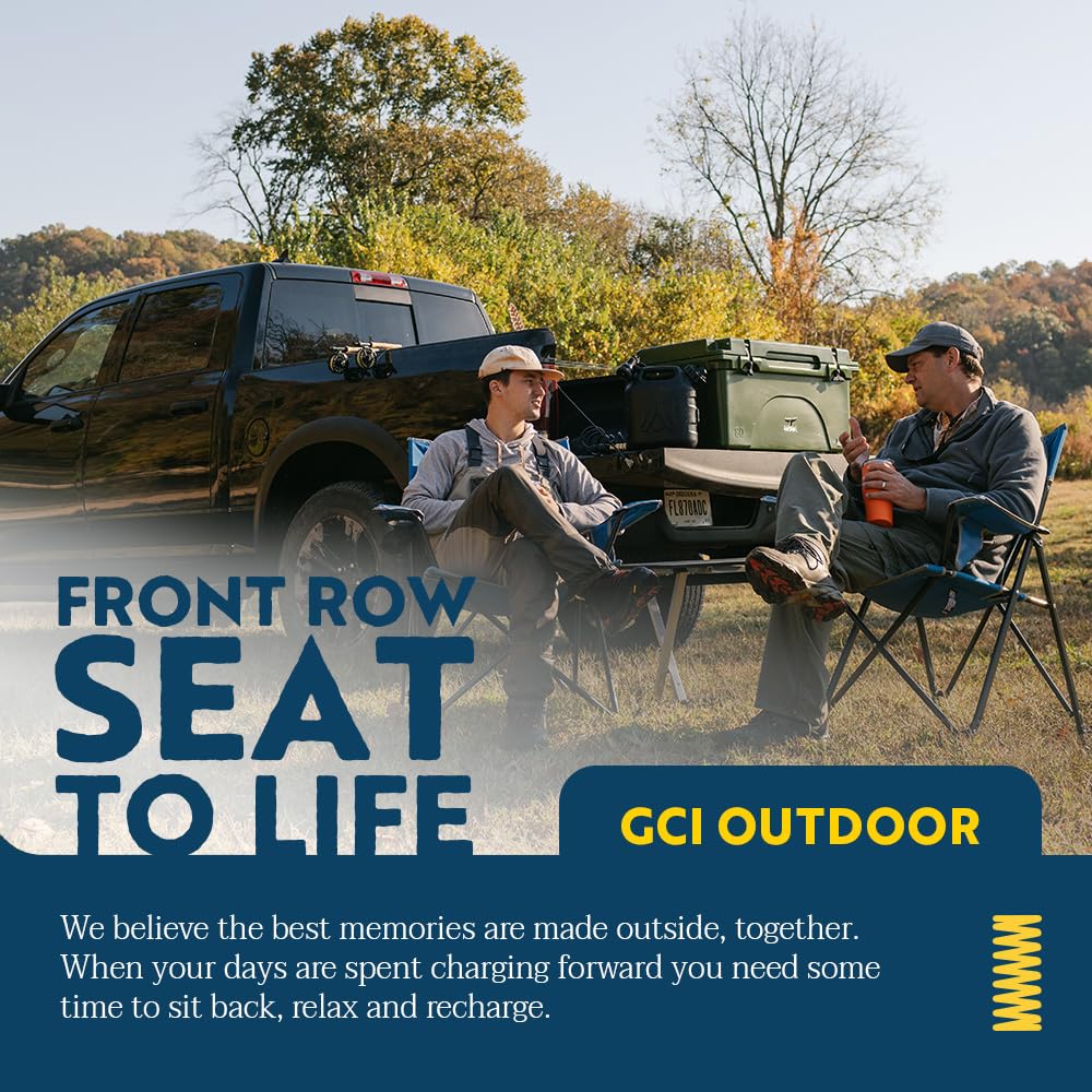 GCI Outdoor Comfort Pro Camping Chair | Collapsible Folding Chair with Durable Armrests, Drink Holder & Portable Carry Bag — Heathered Royal
