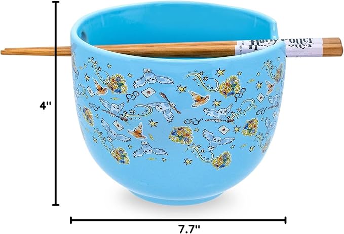 Toynk Harry Potter Hogwarts Icons Ceramic Dinnerware Set | Includes 20-Ounce Ramen Noodle Bowl and Wooden Chopsticks