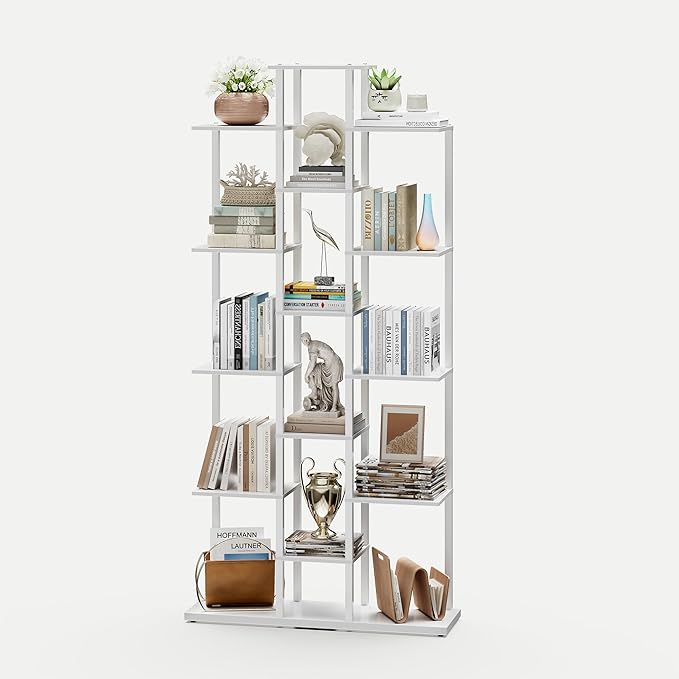 Bookshelf,Small Bookcase for Small Space,6-Tier Bookshelf for Living Room, Home Office, Study,7.87 x 26.77 x 55.5 Inches,White