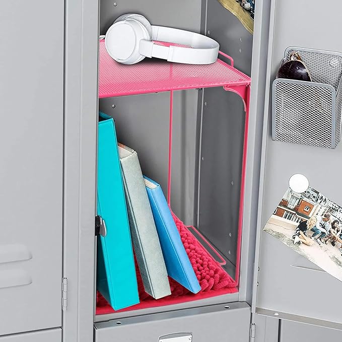 Locker Organizer Shelf and Locker Carpet 、locker accessories、Decorating Kit Suitable for School, Office、 Pink Locker Accessory for Girls Back to School Essentials(1, Pink)