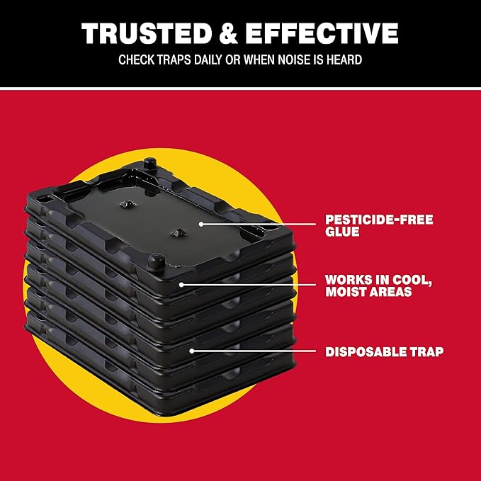 Catchmaster Mouse & Insect Glue Traps 6-Pk, Adhesive Rodent & Bug Catcher, Mouse Traps Indoor for Home, Sticky Glue Boards for Mice and Insects, Pest Control for House & Garage