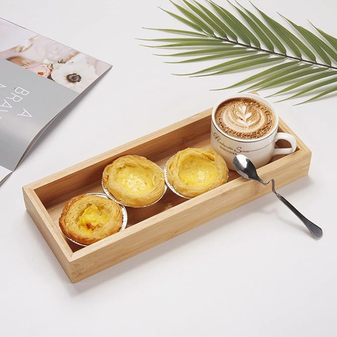 Bamboo Bathroom Tray, Bathroom Vanity Tray, Bathroom Trays for Counter, Toilet Tank Tray, Toilet Basket for Organizing (11.8 x 4.5 x 1.6 inch)