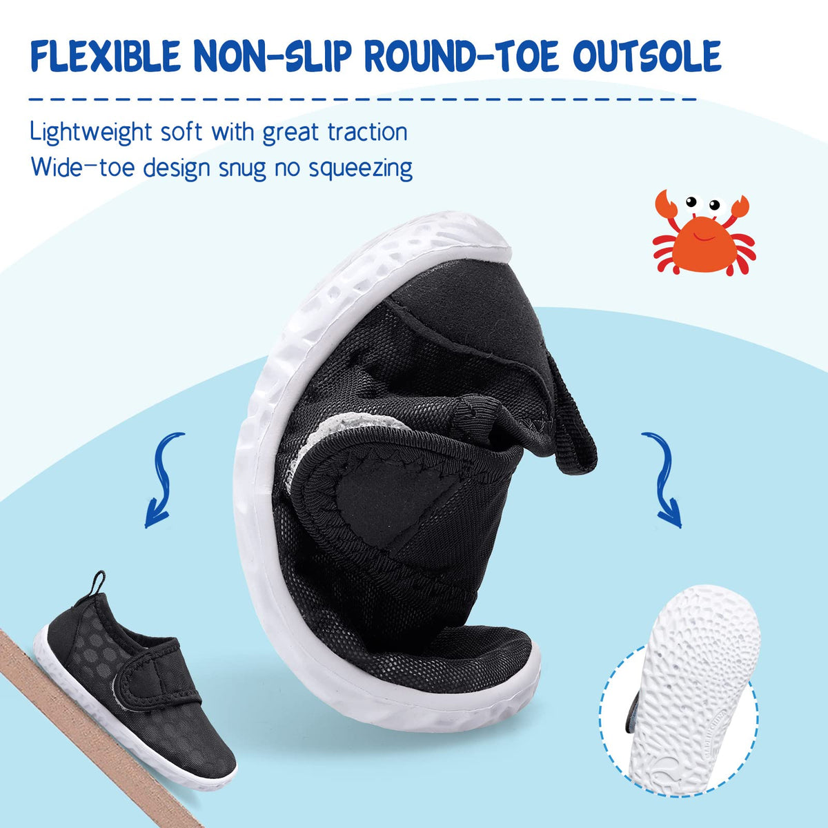 LeIsfIt Kids Water Shoes Toddler Girls Boys Swim Shoes Outdoor Quick-Dry Breathable Aqua Socks for Beach Pool Surf, Black, 1 Big Kid