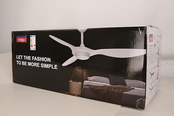 reiga 52 Inch ETL Listed High CFM Quiet DC Motor Smart Ceiling Fans with Lights Remote Control, Indoor 3 Blade Modern Ceiling Fan for Living Room Bedroom Farmhouse