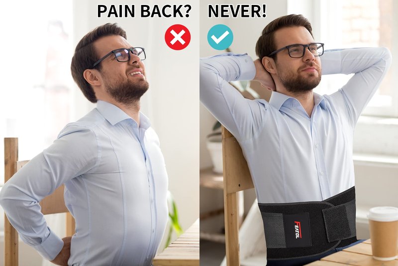 FEATOL 4XL Lumbar Support Belt for Men Heavy Lifting Work, Back Brace for Lower Back Pain, Breathable Support Belt with Lumbar Pad for Scoliosis, Herniated Disc, Sciatica (Fit Size:63''-68.9'')