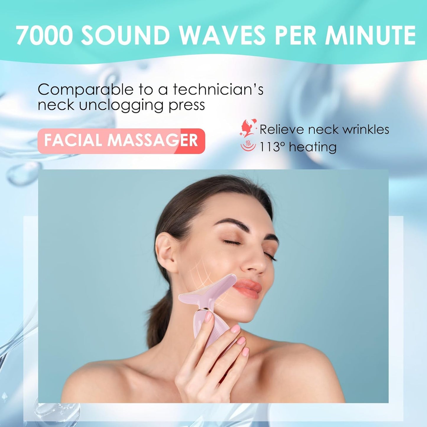 Facial Massager Red-Light-Therapy-for-Face and Neck, Face π² culpting Wand with 7 Color - Birthday, Christmas, Mothers Day, Valentines Day Gifts for Her Women Mom Best Friend Wife Teacher (Rose Gold)