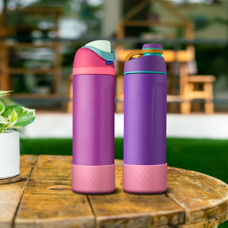 Alwenid 2PCS Silicone Water Bottle Boot for Owala 24 Oz, Anti-Slip Protective Sleeve Bottom Bumper Protector for FreeSip, Twist, and Flip Stainless Steel Water Bottles (Rose)
