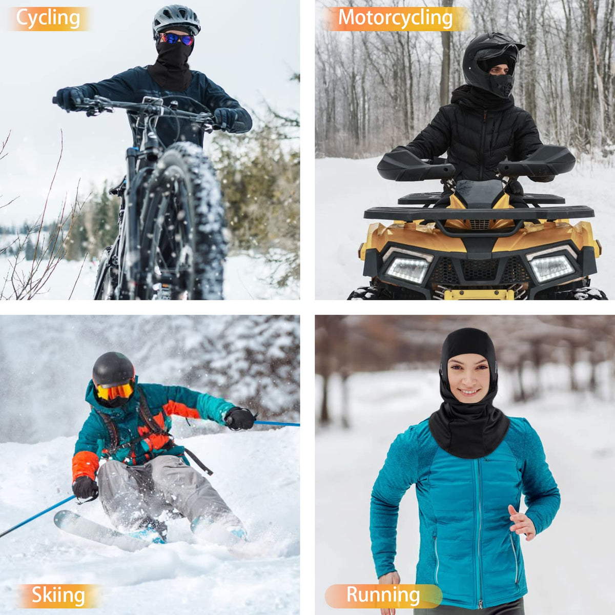 KGC Winter Balaclava for Men and Women, Windproof Ski Mask, Thermal Cold Weather, Winter Face Mask for Skiing, Bicycle Helmet, black, One Size