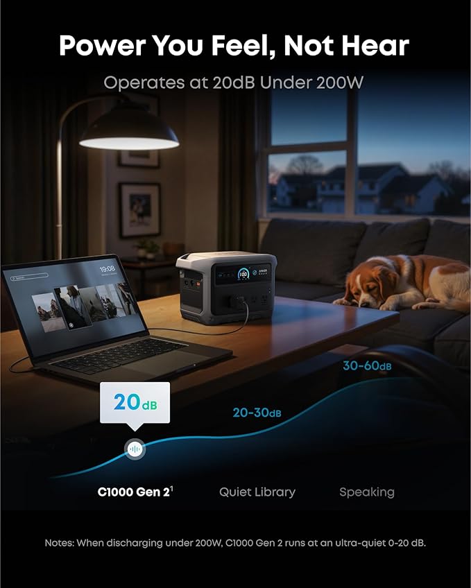 Anker SOLIX C1000 Gen 2 Portable Power Station, 2,000W (Peak 3,000W) Solar Generator, Full Charge in 49 Min, 1,024Wh LiFePO4 Battery for Home Backup, Power Outages, and Camping (Optional Solar Panel)
