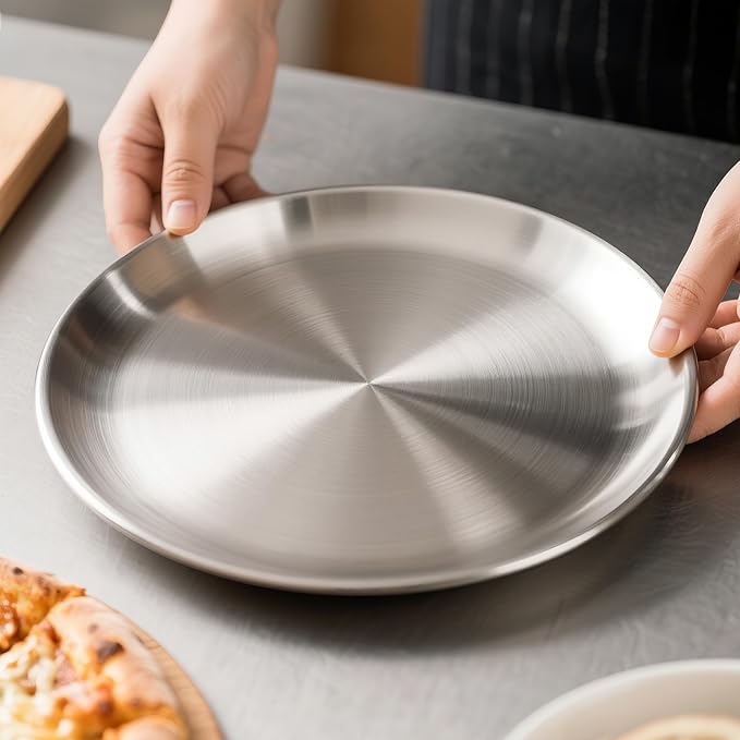 12 Inch Pizza Pan Set of 3 for Oven, Non-Stick Stainless Steel Pizza Steel