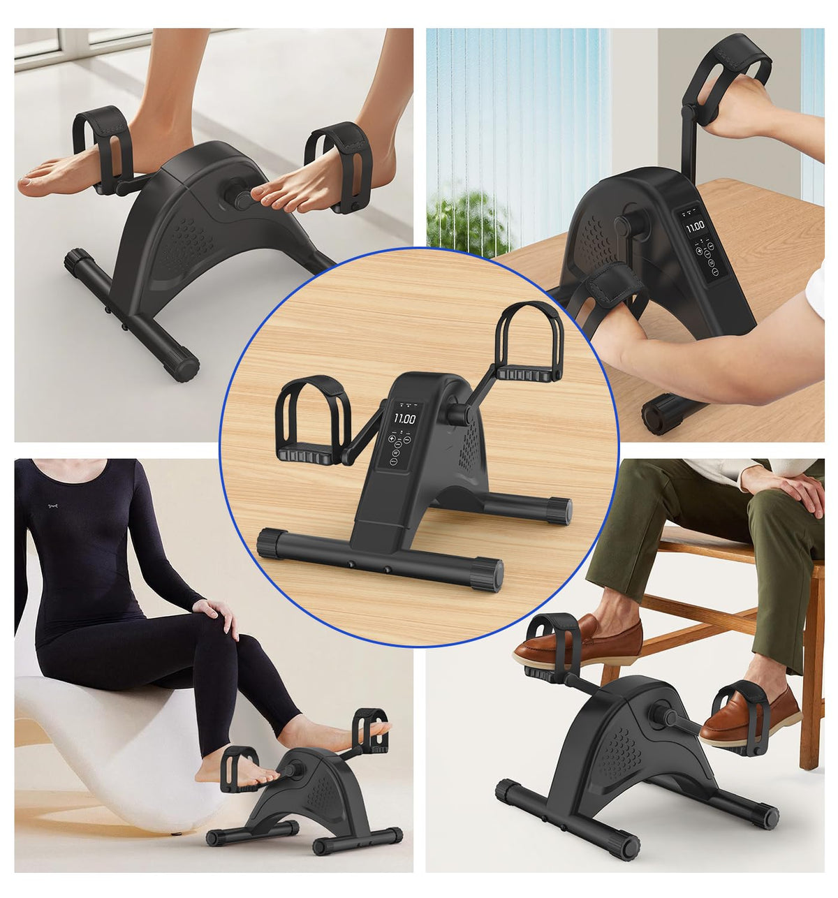 Under Desk Bike Pedal Exerciser for Seniors, 12-Level Electric Mini Exercise Bike with LCD, Quiet Motorized Arm & Leg Pedaler for Seniors at Home, Black