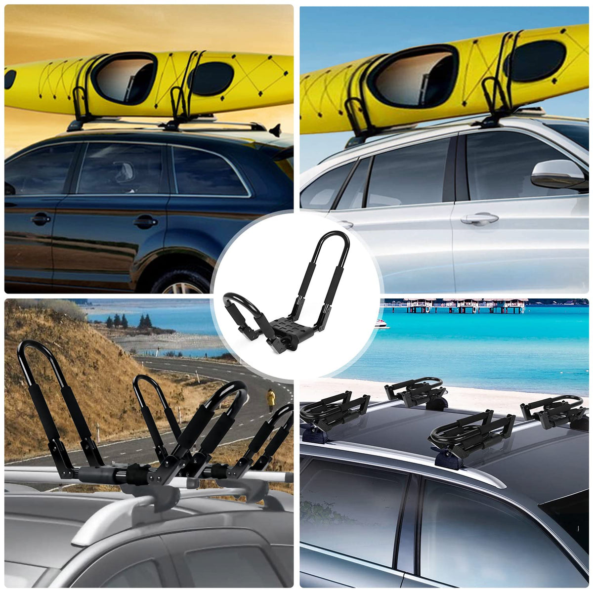 Kayak Roof Rack Foldable Kayak Roof Carrier Rack for Car, SUV, Pickup, Trucks, Kayaks Canoes Paddle Board Car Rack