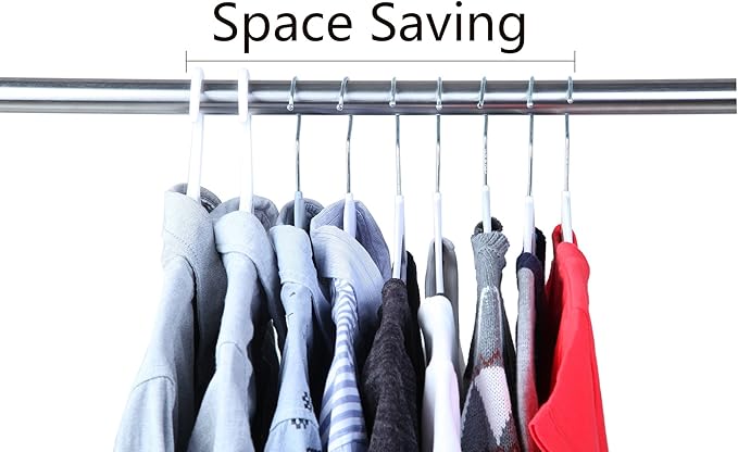 Finnhomy Heavy Duty 50 Pack Plastic Hangers, Clothes Hangers with New Generation Non-Slip Pads,Space Saving Easy Slide Organizer for Bedroom Closet, Great for Shirts, Pants, White