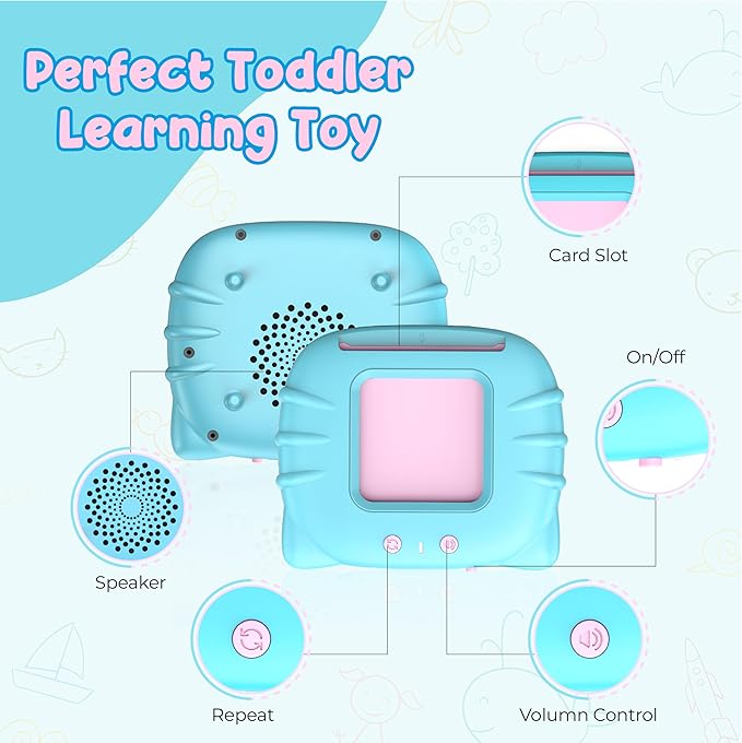 QuTZ ABC Talking Flash Cards for Toddlers 2-4, Autism Toys, Speech Therapy Toys, Educational ABC Learning Talking Sight Words Flash Cards Kindergarten for Boys and Girls, 248 Sight Words Blue