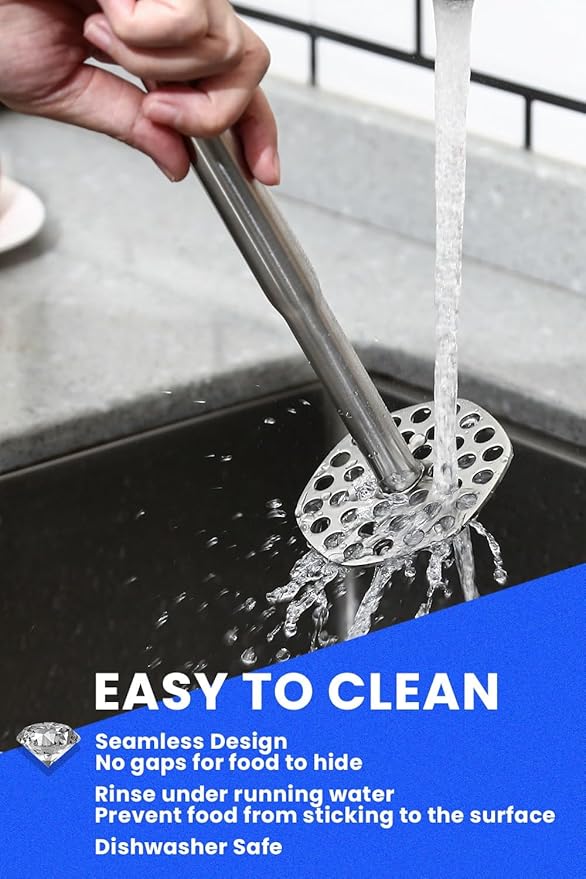 316L Stainless Steel Potato Masher, Dishwasher Safe, Bean Masher