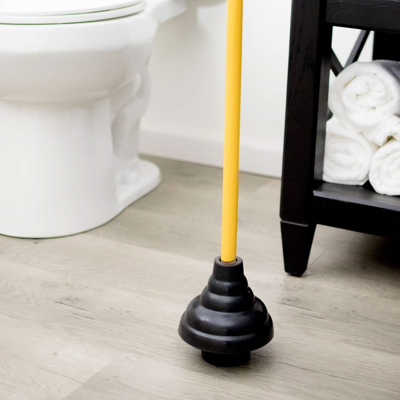 LDR 512 3410A Heavy Duty Drain Handle Double Thrust Rubber Force Cup Removes Clogs for Bathrooms, Kitchens, Baths, Showers, Powerful Commercial and Residential, 26.40"X5.35", Wood Flange Plunger