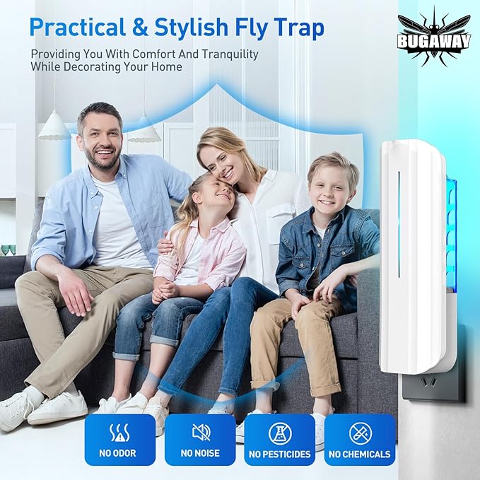 Fruit Fly Traps for Indoors, 10 Sticky Refills Flying Insect Trap Plug in Mosquito Bug Zapper Indoor for Home, Moths Catcher Gnats Traps for House with 9w Blue & UV Light