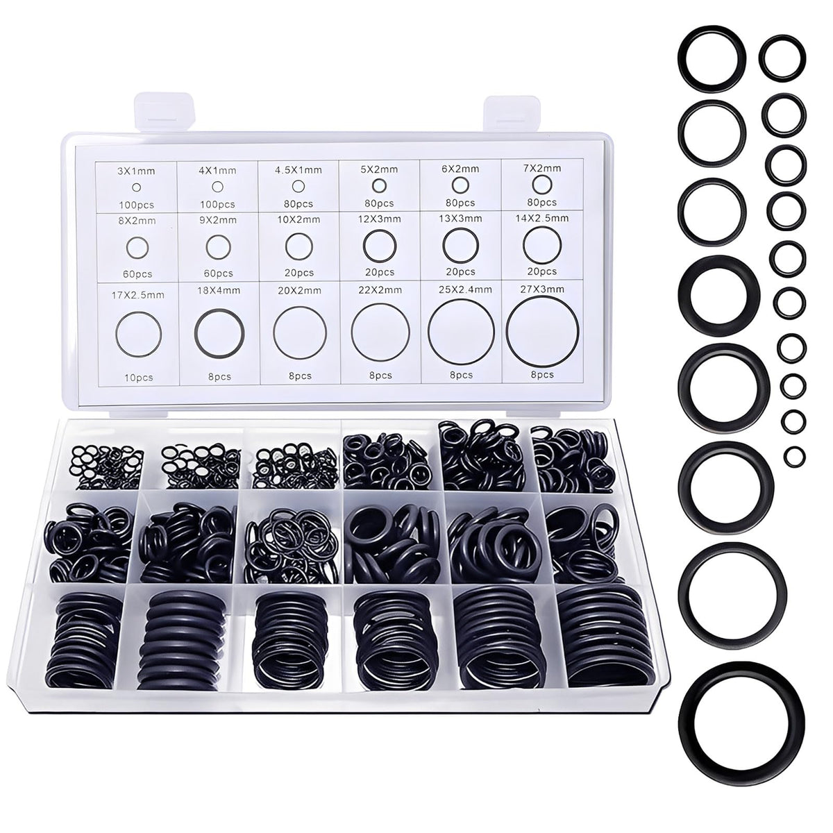 GOFIRA 770Pcs O-Ring Assortment Kit, 18 Sizes Nitrile Rubber, for Automotive Plumbing Air Water Fitting Repair