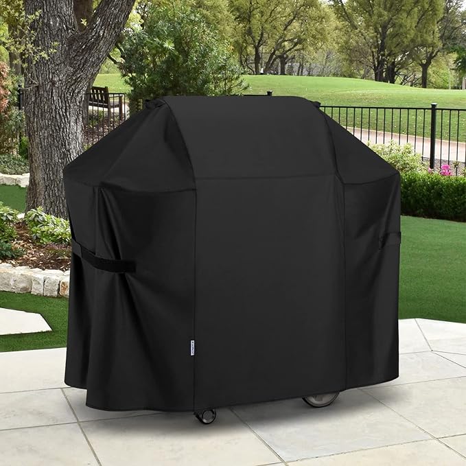 SunPatio 58 Inch Outdoor Grill Cover, Compatible for Weber Genesis II, Genesis 300 and II LX 300 Series Gas Grills, Heavy Duty Waterproof Barbecue Cover, Compared to Weber 7130, 58"W x 25"D x 44.5"H