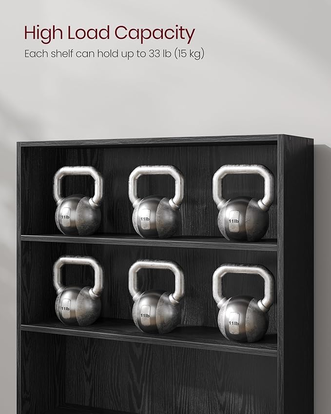 VASAGLE Custos Collection - Bookshelf, 3-Tier Bookcase, Book Shelf, Open Storage Shelf, 9.4 x 31.5 x 32 Inches, for Living Room, Home Office, Dinning Room, Ebony Black ULBC173T56