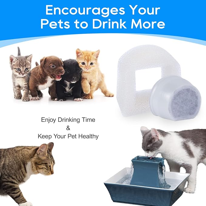Cat Water Fountain Filter, Pre-Sponge Pet Fountain Filter & Replacement Carbon