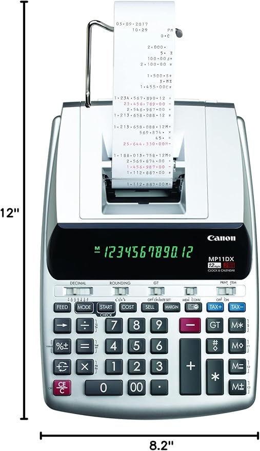 Canon Office Products 2198C001 Canon MP11DX-2 Desktop Printing Calculator with Currency Conversion, Clock and Calendar