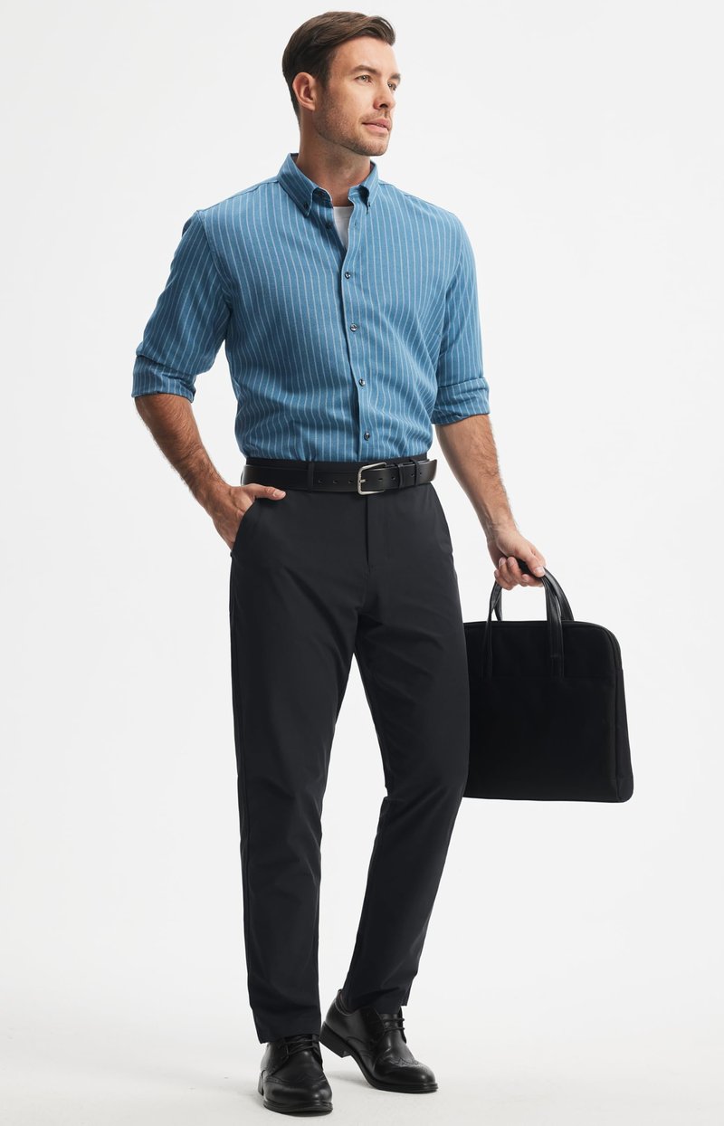 Libin Mens Golf Pants Classic Fit Stretch Work Dress Pants 32" Quick Dry Lightweight Business Casual Trousers Comfort Water Resistant, Black, 34W x 32L