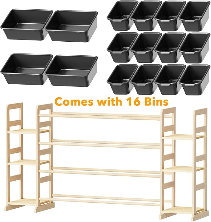 SpaceAid Toy Storage Organizer with 6 Shelves and 16 Bins, Toy Organizers Storage Bookshelf, Kids Bin Shelf Toys Box Bookcase for Bedroom Playroom Organization Room Decor, True Black