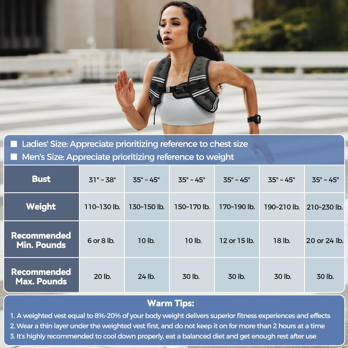 Zeerun Weighted Vest, 6lb/8lb/10lb/12lb/15lb/18lb/20lb/24lb/30lb for Men Women, Reflective Stripe Adjustable Buckle, Comfortable Durable Rucking Vest for Walking Running Strength Training, 10LBS-Gray