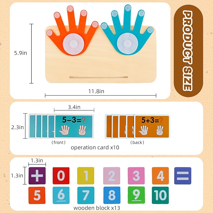 Preschool Learning Toys for Toddlers 3+ Years, Educational Number Counting Blocks for Kids, Homeschool Supplies for Math Manipulates, Finger Counting Math Toy, Montessori Toys for Kids Age 3+
