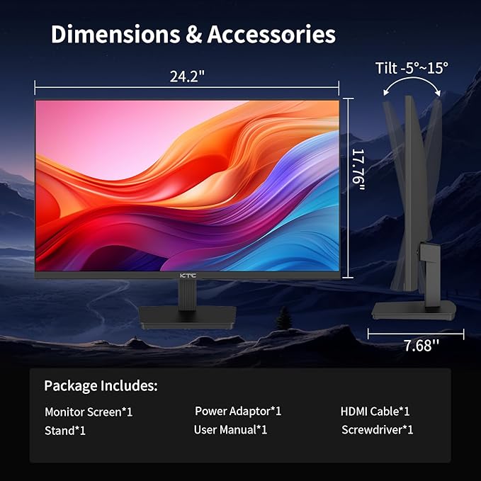 KTC 27 Inch 4K UHD(3840 * 2160) Computer Monitor - IPS Monitor, 60hz, HDR400, Anti-Blue Light Screen, DCI-P3 95% 125% sRGB, Support FreeSync and GSync, PC Monitor for Design, Work,Casual Gaming