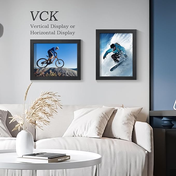 VCK 11x14 Picture Frame, Black Wood 14 x 11 Diploma Document Frames, Home or Gallery Wall Hanging, 2 Pack