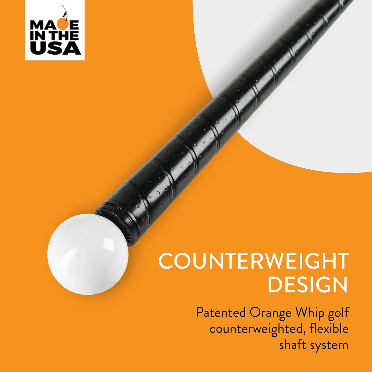 Orange Whip Golf Swing Trainer Aid, Patented Counterbalanced Golf Swing Aid, Made in The USA, 47"