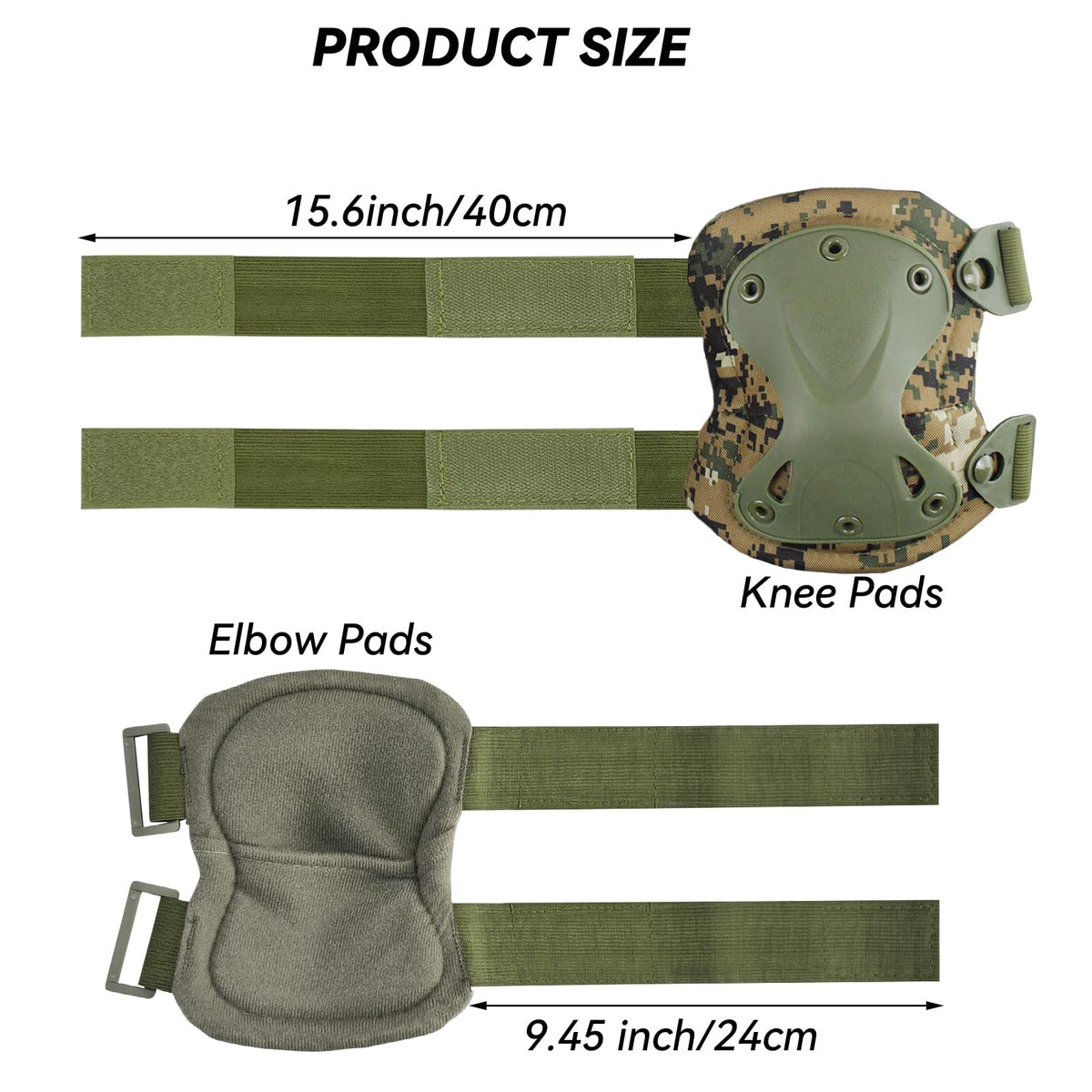 Tactical Combat Knee & Elbow Protective Pads Set for Outdoor CS Paintball Game Cycling Safety Skateboarding Gear Skates Knee Protection Guard Pads (DW)