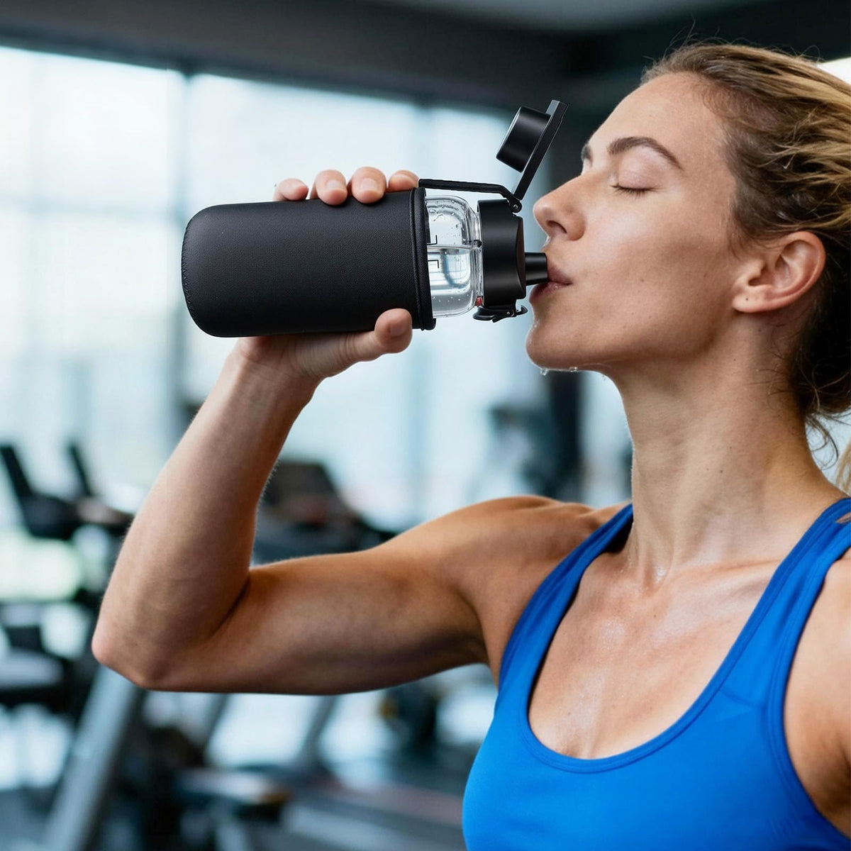 Neodaco 24 OZ Glass Shaker Bottle, Odorless Shaker Bottle with 304 Stainless Steel Ball and Removable Cleaning Brush for Fitness Protein Mixes