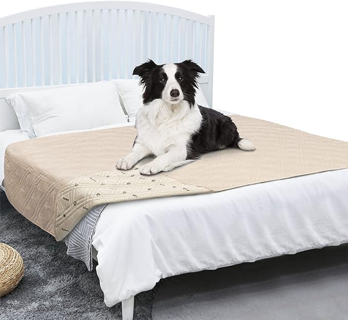 PetAmi Waterproof Couch Cover for Dogs, Reversible Furniture Cover Sofa Protector for Pet Cat Bed, Washable Blanket Dog Cover for Couch Seat, 68x82 Beige