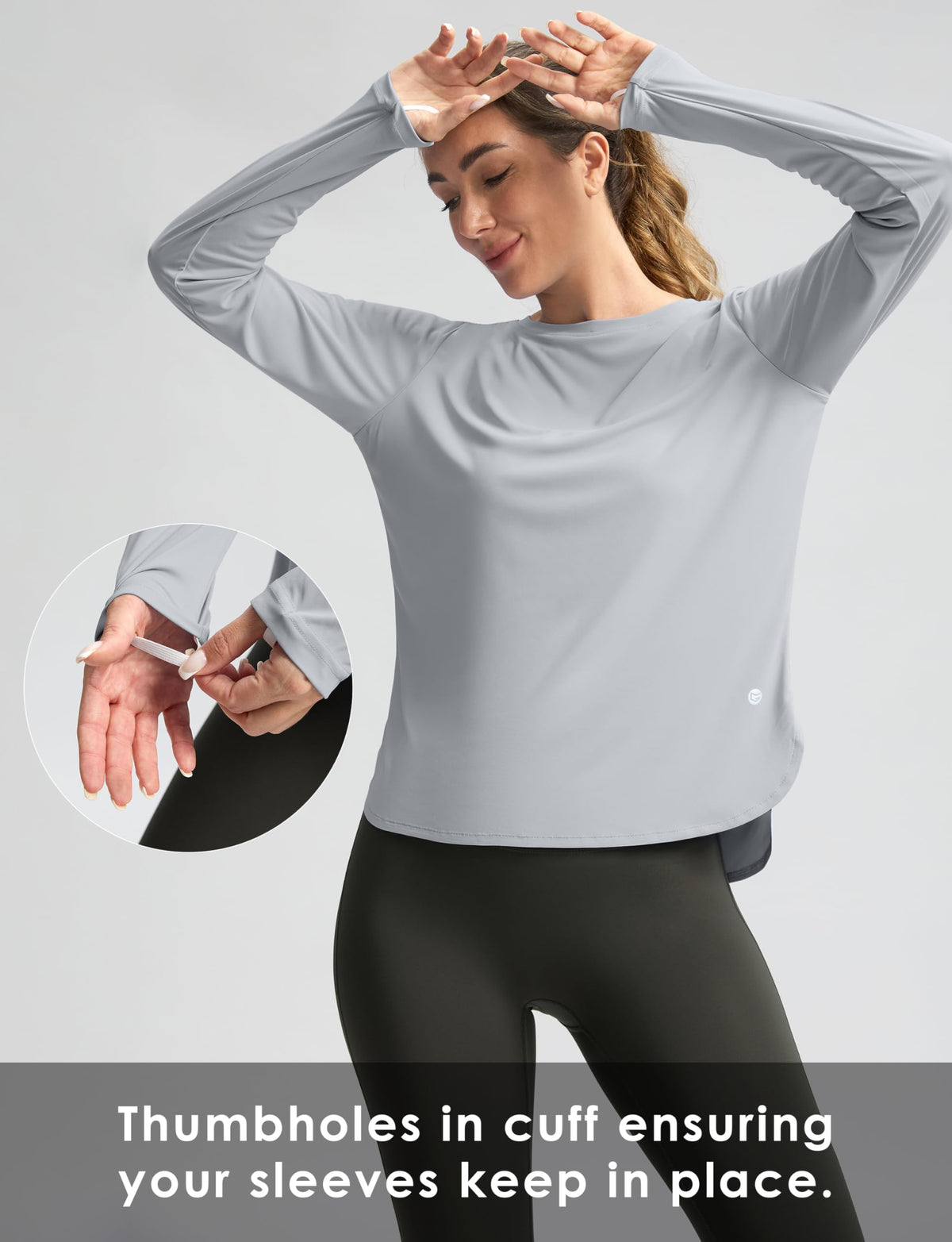 Women's Sun Shirts UPF 50+ Long Sleeve UV Protection Shirt Lightweight Quick Dry Workout Hiking Tops for Women(Light Grey,XS)