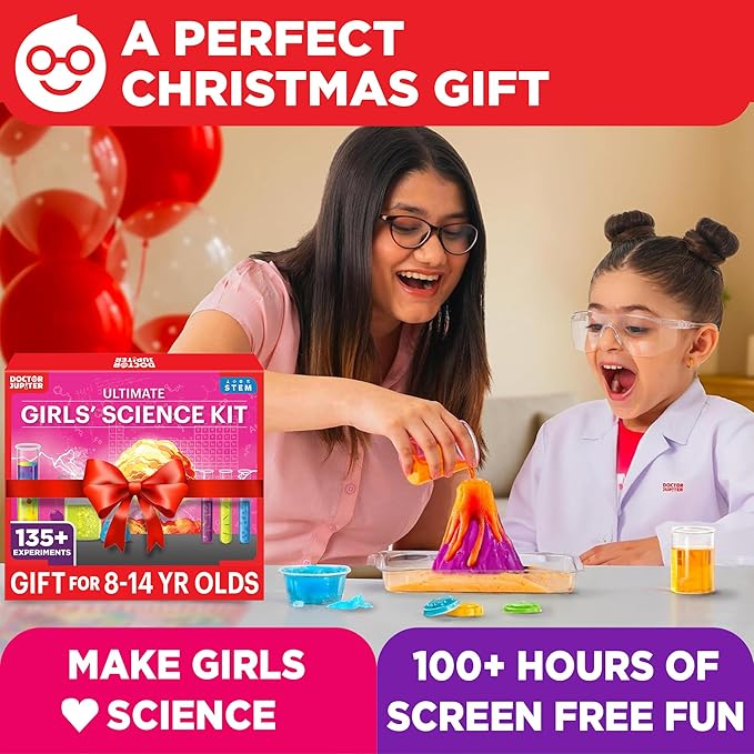 Doctor Jupiter Girls' Science Kit for Kids Ages 8-10-12-14 for 8,9,10+ Year Old Girls | Chemistry Set, STEM Toy Kit with 135+ Experiments | Learning & Educational Projects