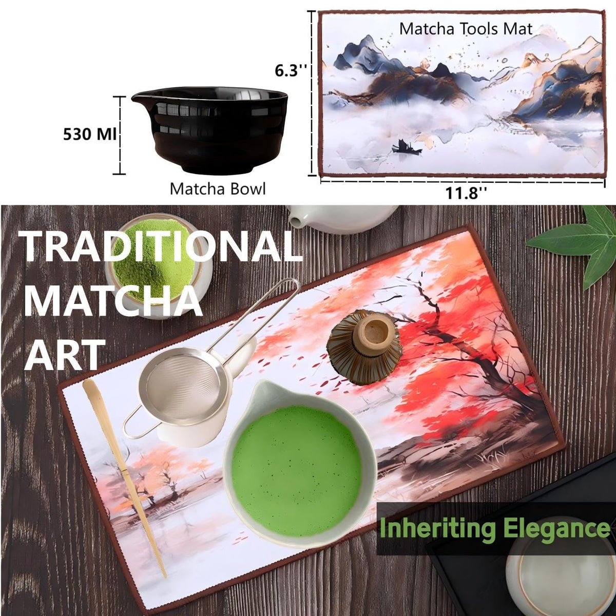 Matcha Tools ,Matcha Whisk Holder, Matcha Chasen Whisk Stand ,Ceramic Holder ,Matcha Bowl ,Traditional Japanese Tea Ceremony Starter (Cyan Ceramic Holder,Whisk , 4 set)