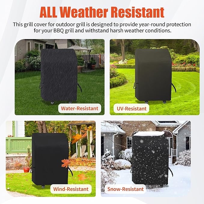 iCOVER Small Grill Cover - 30 inch Two Burner BBQ Gas Grills Covers 600D Heavy Duty Waterproof, Fits Weber/Char-Broil/Brinkmann/Nexgrill/Jenn Air/Pit Boss 3 Series with Collapsed Side Tables
