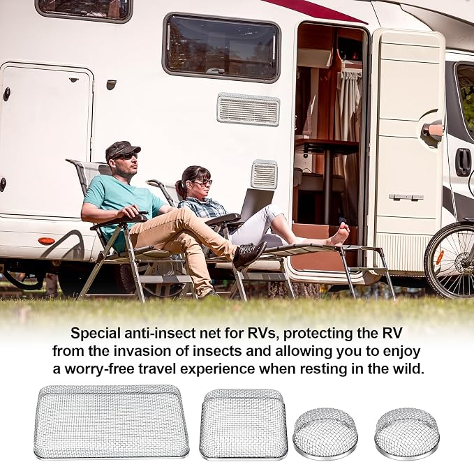TOODOO 4 Pack RV Furnace Vent Cover, RV Flying Insect Screen