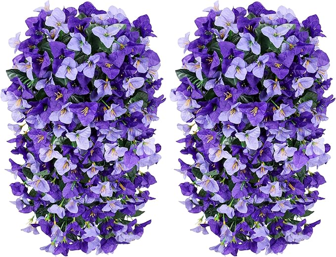 Faux Bougainvillea Artificial Flowers Plants for Outdoor Outside Spring Decoration, 2pcs Fake Silk Long Trailing Vines UV Resistant Realistic for Front Door Porch Planter Urn Patio Balcony Yard, Mix