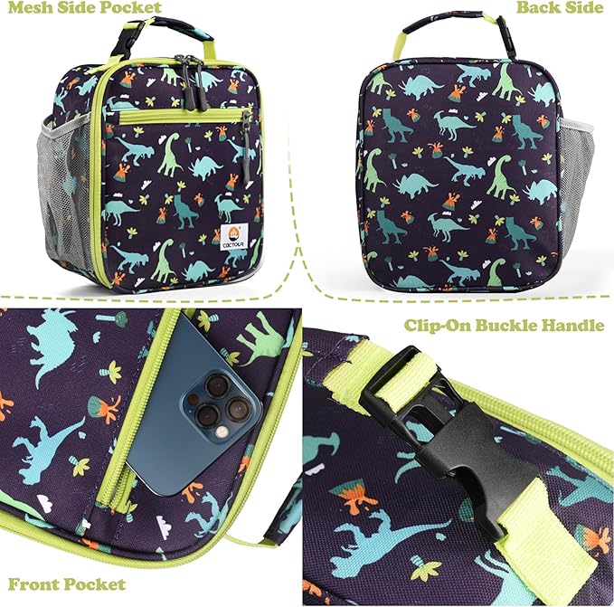 Lunch Box Kids,Premium Insulated Lunch Bag for Girls Boys,Soft Bag Mini Cooler Back to School Thermal Reusable Lunch Bag for Work School Picnic (Dino)
